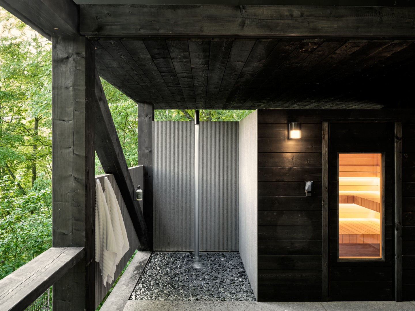 outdoor shower and sauna