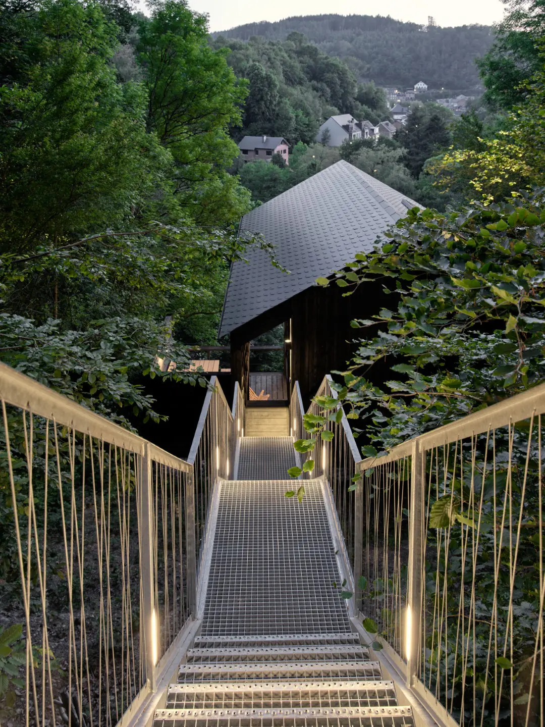 steel staircase in nature