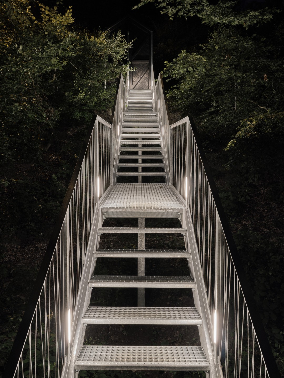beautiful steal stairs in the dark
