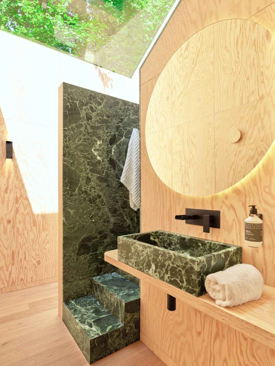 bathroom with glass roof