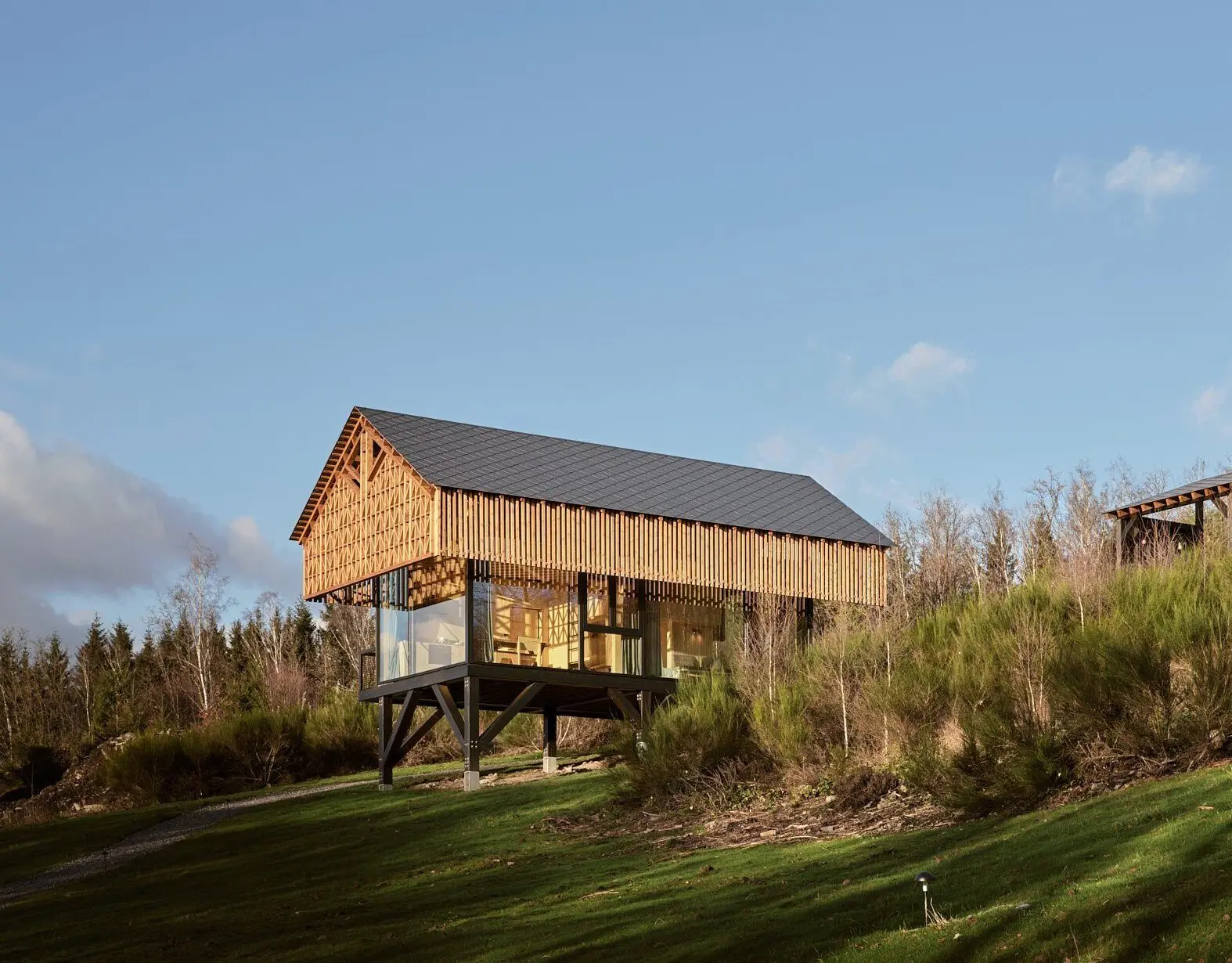 Wooden modern cabin in the Ardennes