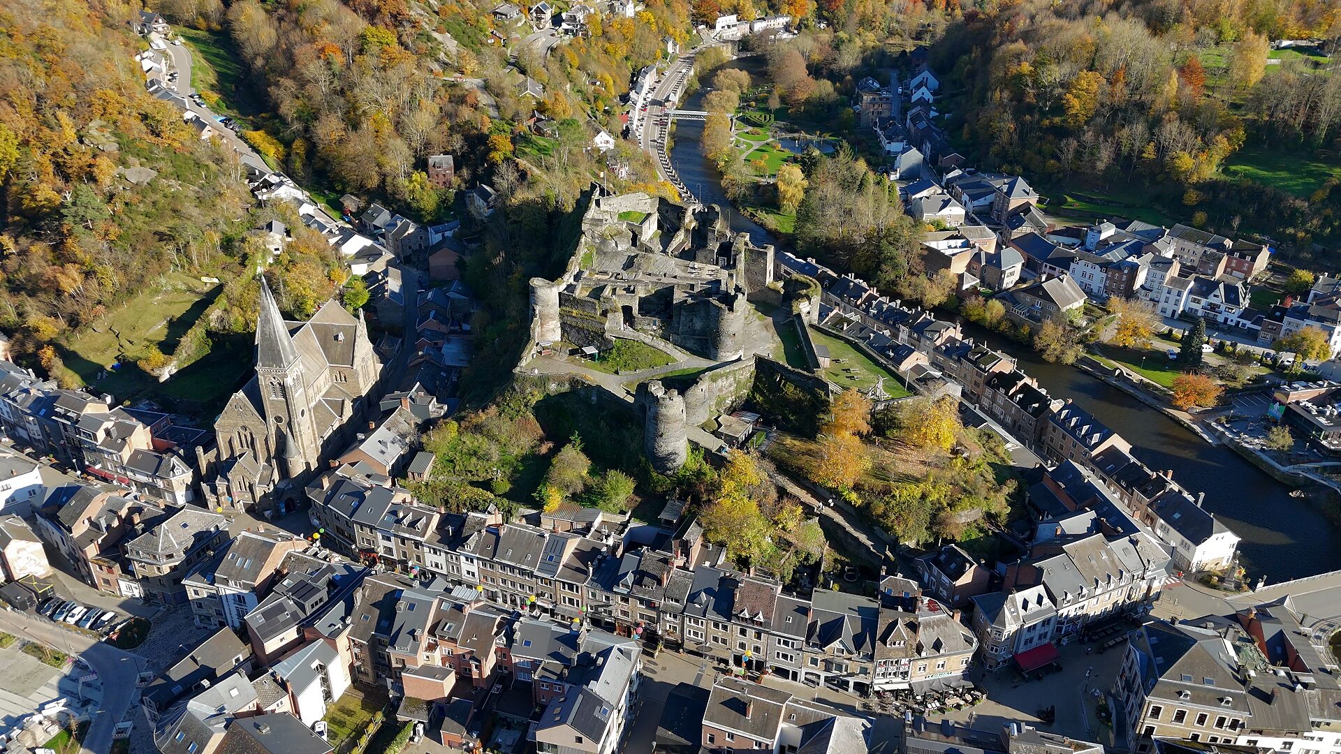 Aerial view of Castle in La Roche-en-Ardenne